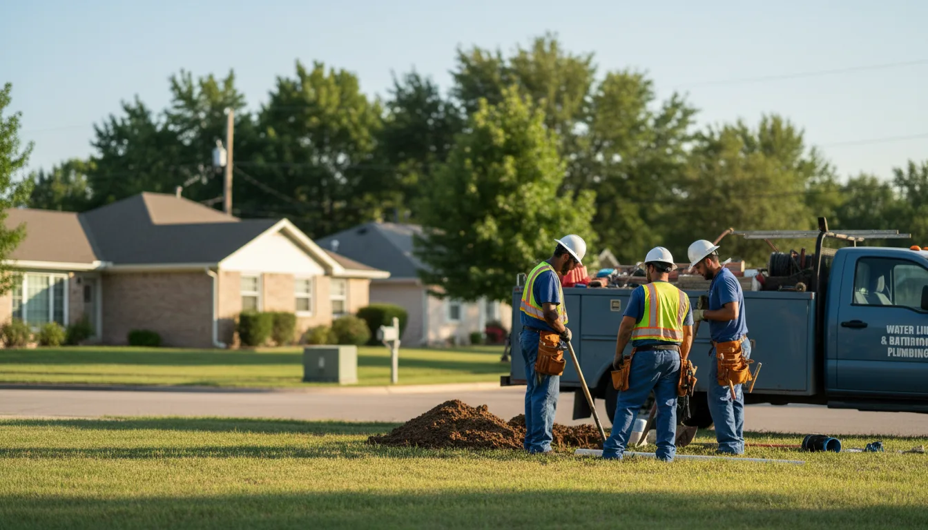 Residential water line and bathroom plumbing service in Faxon, OK